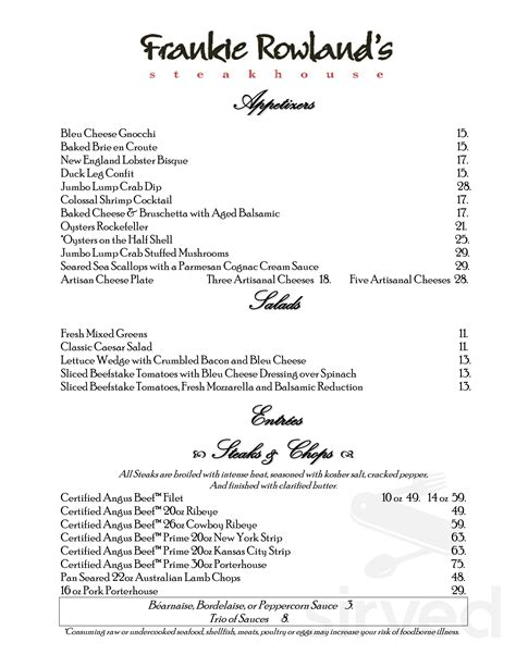 frankie rowland's salem|frankie rowland's salem menu.